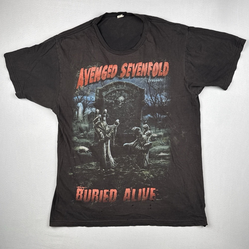 Avenged Sevenfold Buried Alive Band T Shirt Distressed Faded Grunge Adult L - Picture 1 of 13